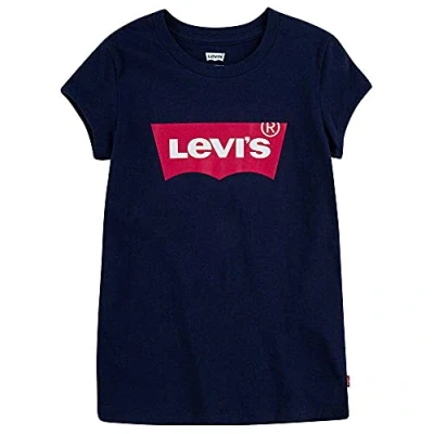 Afbeelding van Levi&#039;S Kids Ss Batwing Tee voor meisjes, Peacoat/Tea Tree Pink, 4 jaar, Blauw