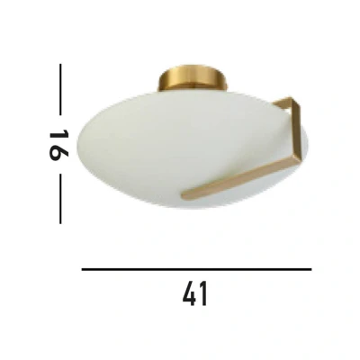 Afbeelding van Zonnewijzer plafondlamp, goud/opaal wit, staal, glas, E27