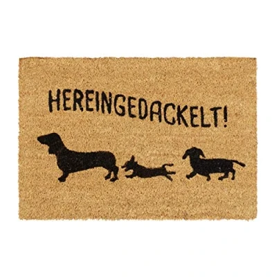 Afbeelding van Relaxdays deurmat kokos &quot;Hereingedackelt&quot; entreemat kokosmat schoonloopmat print
