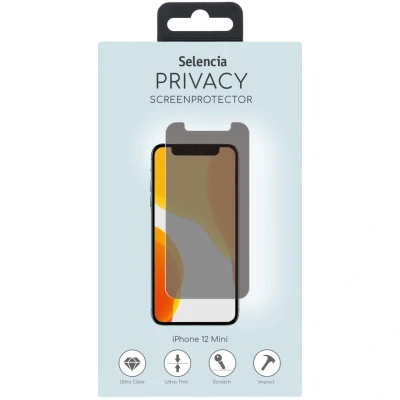 Afbeelding van Selencia Screenprotector Geschikt voor iPhone 12 Mini Privacy Tempered Glass Gehard Glas