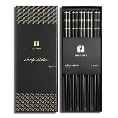 Afbeelding van SUPJOYES Herbruikbare glasvezel eetstokjes Japanse Chinese vaatwasmachinebestendig, 5 paar cadeauset