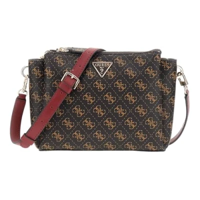 Afbeelding van GUESS Schoudertas Noelle Tri Compartment XBody Bag Brown Donkerbruin