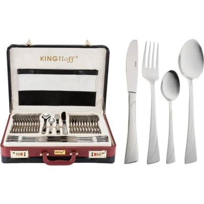 Afbeelding van KINGHOFF 3515 luxe bestekset koffer 72 delig 12 persoons Modern bestek