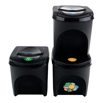 Afbeelding van Prosperplast ZA907 25 L 24 x 40 33,7 cm antracietkleurige kunststof recyclingbakken (verpakking van 3 stuks)