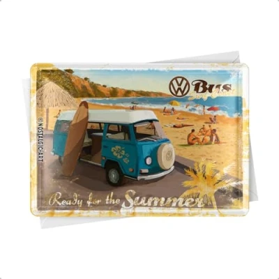 Afbeelding van Signs unique na metalen bord 10 x 14 cm VW Bulli Ready for The Summer