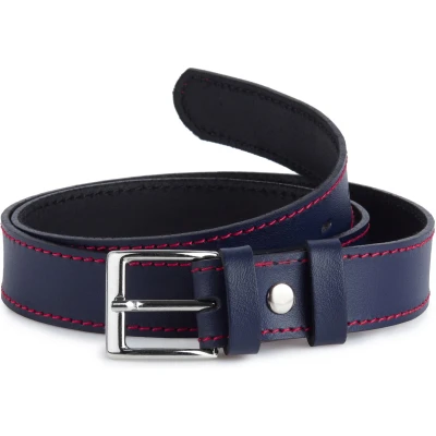 Afbeelding van Ladeheid Kinderriem Riem Jongens Broekriem Verstelbaar Leer Marineblauw/Rood 70 cm LA EL KIDS