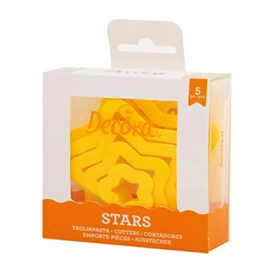 Afbeelding van Decora 0255312 set 5 steekdelen ster 2,2 3,9 5,6 8,19,9 H cm, kunststof, geel