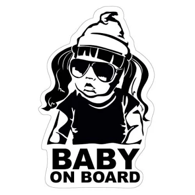 Afbeelding van baby on Board Autosticker 12 x 7 cm Finest Folia UV bestendig weerbestendig waterdicht Hangover R044 (meisje, aan boord)