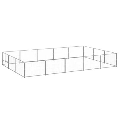 Afbeelding van vidaXL Hondenkennel 15 m² staal zilverkleurig