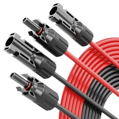 Afbeelding van ABSINA Set van 2 zonnekabels 10 m 4 mm² H1Z2Z2 K zwart en rood PV kabel uv bestendig zonnekabel, kabel, fotovoltaïsche montageaccessoires, zonnekabel