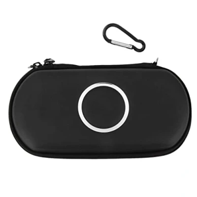 Image de MagiDeal Sac De Transport Coque Protection, Accessoires Pour Psp, Rigide Housse Pochette Con Mousqueton Amovible , Psp 1000 2000 3000 Slim Noir