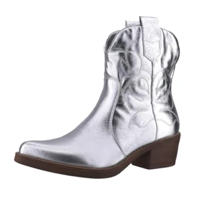 Afbeelding van Elara Cowboy/Bikerlaarsjes, Dames, Maat: 38, Silberfarben Kunststof