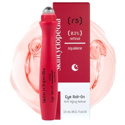 Afbeelding van Skincyclopedia Anti Aging Oog serum met Retinol en Squalane roller applicator, 15 ml voor alle huidtypes uitzondering gevoelige huid Helpt bij rimpels in de oogcontouren, gebrek aan stevigheid donkere kringen