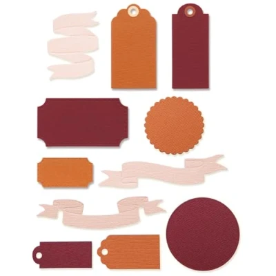 Afbeelding van Sizzix Thinlits Snijsjabloon voor etiketten en banners, vintage, zilver, één maat