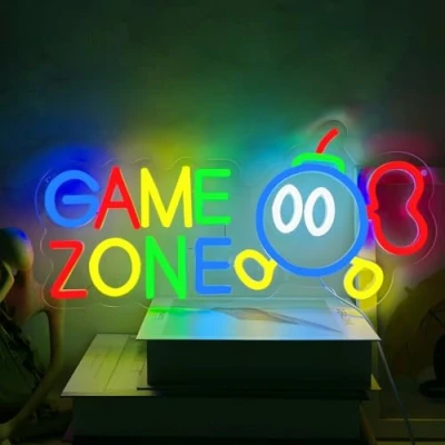 Afbeelding van YUEYYNS Gaming Zone Neonbord Bomb Neon Teken Veelkleurig LED Licht USB Muur Tign voor speelkamer, speelruimte, grot mannen, cadeaus spelers, jongens, mannen