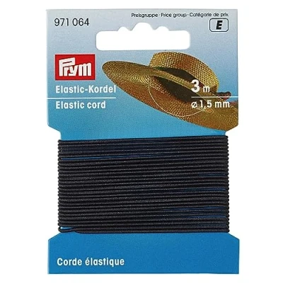 Afbeelding van Prym Elastiek koord 1.5mm zwart 3m lengte