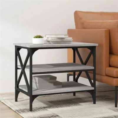 Afbeelding van Bijzettafel 55x38x45 cm bewerkt hout grijs sonoma eikenkleurig