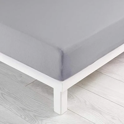 Image de Drap housse 2 personnes 140 x 190 cm jersey uni jersy Galet
