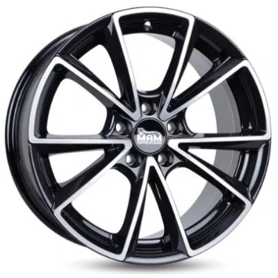 Afbeelding van MAM WHEELS 5 gat 18duim 112mm lichtmetalen Velg A5 zwart vooraan gepolijst MAMA58018511245BFP 8duim 45mm 66.60mm