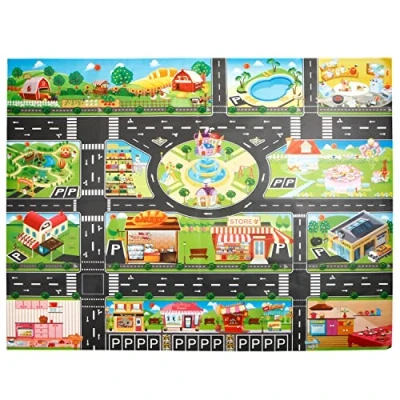 Afbeelding van JTMM PVC kindertapijt speeltapijt stadsleven tapijt speelruimtes en studiegeschenken afmetingen 39,3 x 100 130 cm