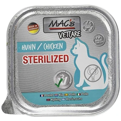 Afbeelding van MACs Vetcare natvoer gesteriliseerde kat 70% Kippenvlees 8 x 100g