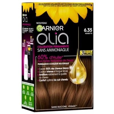Afbeelding van Garnier Olia Permanente haarkleur zonder ammoniak met natuurlijke bloemenoliën hazelnoot (6,35)