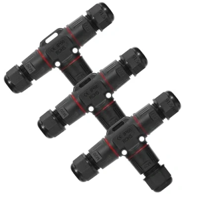Afbeelding van Baxcdyswe 3 stuks IP68 waterdichte kabelverbinders, polig, T vorm, verbindingshuls voor kabel met een diameter van tot 12 mm, aansluitdoos tuin, buiten