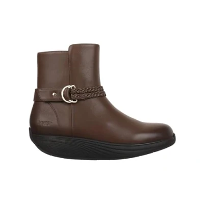 Afbeelding van MBT Uki Boot Dames Anatomische Comfortabele Nappa Walking Boots. Fysiologische schoenen voor comfort en stabiliteit met rocker zool casual veterlaarzen, Donkerbruin