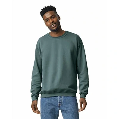 Afbeelding van Gildan Fleece sweatshirt, ronde hals, stijl G18000, T shirt voor heren, 1 stuk, Dark Heather