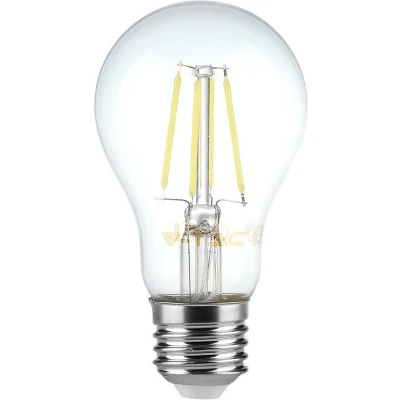 Afbeelding van V TAC VT 1887 N E27 Transparante LED Bol Gloeilamp A60 IP20 6W 600 Lumen 3000K