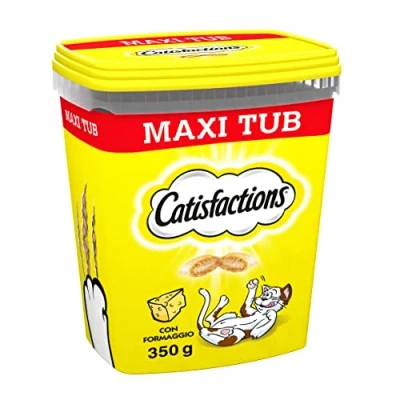 Afbeelding van 2x Catisfactions Kattensnack met Kaas Maxi Tub 350g