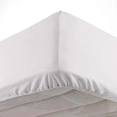 Image de Drap housse 140 x 190 cm bonnet 30 microfibre Oscar Blanc Douceur d&#039;Intérieur
