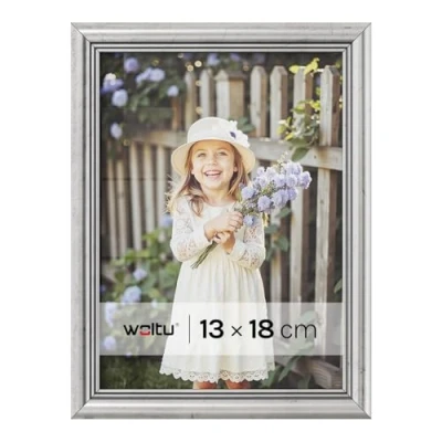 Afbeelding van WOLTU 1 x houten fotolijst Artos stijl, voorkant van glas, 13 18 cm, zilver 9416