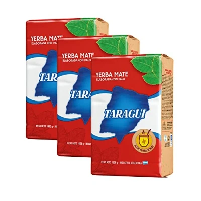 Afbeelding van Taragui Yerba Maté Con Palo: 3 kg (3 x 1 kg) + geschenkmonster (40 g) Energiedrank, rijk aan vitamines en antioxidanten, met cafeïne! Versnelt de stofwisseling.