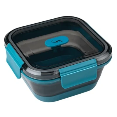 Afbeelding van Lurch Up&amp;Down vouwbare lunchbox vierkant uit silicone/PP petrol 700ml