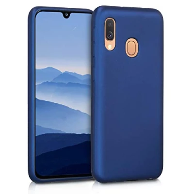 Afbeelding van kwmobile telefoonhoesje geschikt voor Samsung Galaxy A40 Hoesje smartphone Back cover in metallic blauw