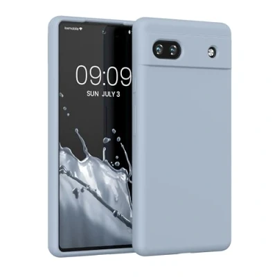 Afbeelding van kwmobile telefoonhoesje geschikt voor Google Pixel 6a Hoesje met siliconen coating Smartphone case in mat lichtblauw