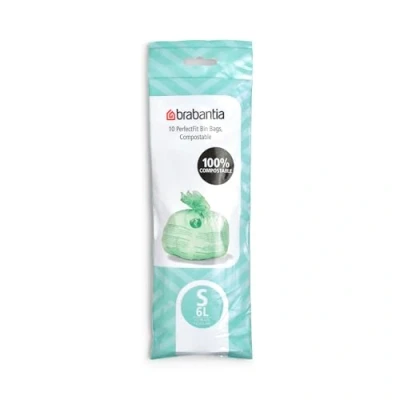Image de 10 Sacs par rouleaux poubelle compostables Brabantia PerfectFit Code S 419683 6 L Vert