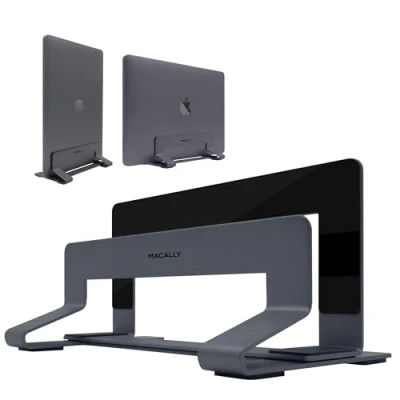 Afbeelding van Macally verticale laptopstandaard voor bureauruimte, verstelbare standaard, laptophouder, Apple MacBook Pro Air/Asus Chromebook Flip Samsung Notebook 9, Lenovo ThinkPad Dell XPS Acer Switch