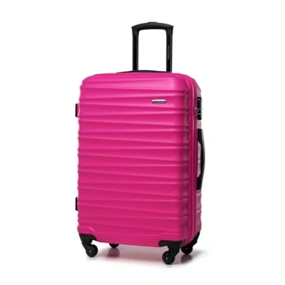 Image de WITTCHEN Valise de voyage Bagage à main cabine rigide en ABS avec 4 roulettes pivotantes Serrure combinaison Poignée télescopique GROOVE Line Taille M Rose
