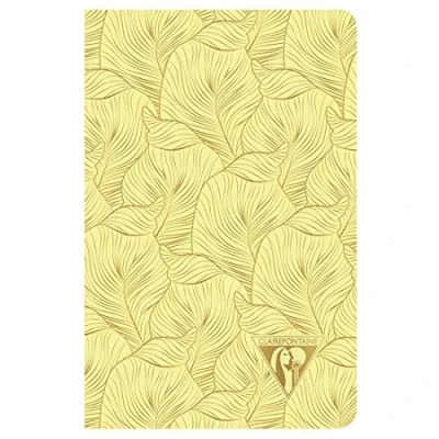 Afbeelding van Clairefontaine 193596C een notitieboek, piqué, genaaid, met gele bloem 9 x 14 cm, 96 pagina&#039;s, gelinieerd, helder papier, ivoorkleurig, 90 g omslag kaart laminering mat collectie Neo Deco lente/zomer