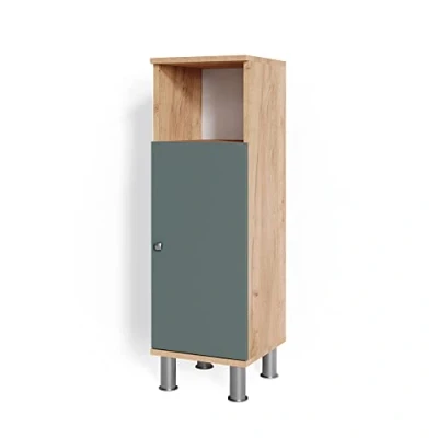 Afbeelding van Vicco Halfhoge kast Fynn, Groen/Krachtige eik goud, 30 x 95 cm