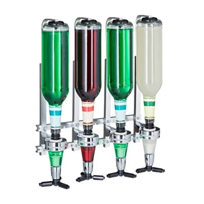 Afbeelding van Relaxdays drankdispenser muur bar butler flessenhouder 4 flessen muurdispenser
