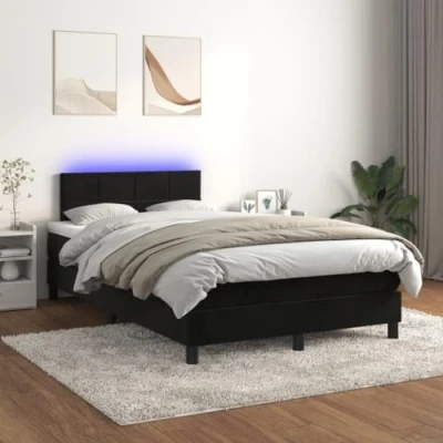 Afbeelding van vidaXL Boxspring met matras en LED fluweel zwart 120x200 cm