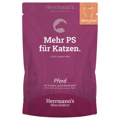Afbeelding van 20x 100g Herrmann&#039;s Selection Paard met biologische wortel &amp; kokosvlokken Kattenvoer Nat
