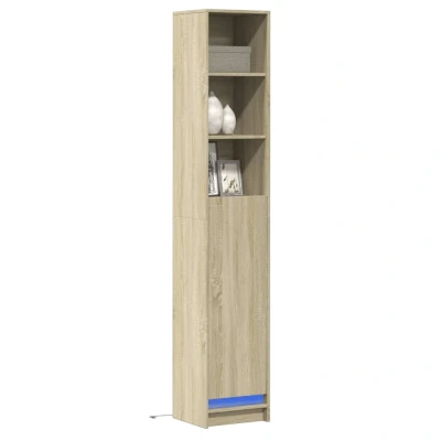 Afbeelding van Dressoir met LED 36x32,5x200cm bewerkt hout sonoma eikenkleurig