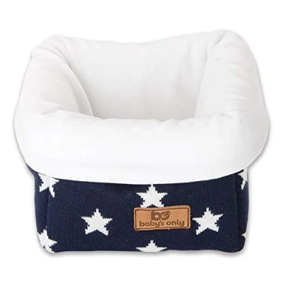 Afbeelding van Baby&#039;s Only Gebreide commodemandje Opbergmandje Commode organizer Babykamer accessoires Star Marine/Wit