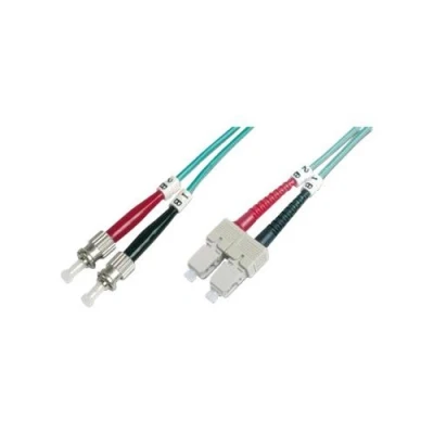 Image de DIGITUS Cordon de raccordement ST multi mode (M) pour SC 1 m fibre optique duplex 50 / 125 microns OM3 turquoise