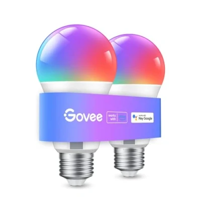 Afbeelding van Govee Alexa 2 x E27 slimme gloeilamp, kleurveranderende lamp met muzieksynchronisatielamp, 54 scènes, 16 miljoen kleuren doe het zelf, wifi en Bluetooth LED Smart Bulb werkt de Google Assistant