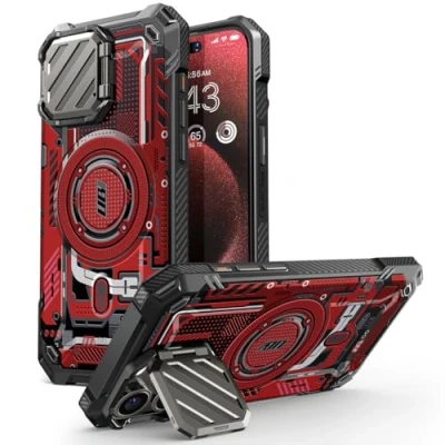 Afbeelding van SUPCASE iPhone 15 Pro Max hoes met standaard [MagSafe compatibel] [Geïntegreerde camerahoes] [Bescherming van militaire kwaliteit] Robuuste magnetische telefoonhoes voor